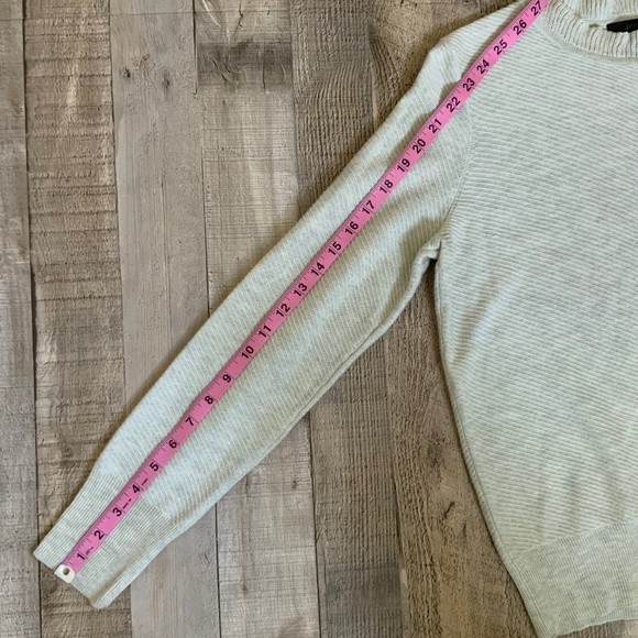 J Crew Cotton Wool Heather Light Grey Ruffle Neck Pull Over Sweater SZ S - Picture 12 of 12